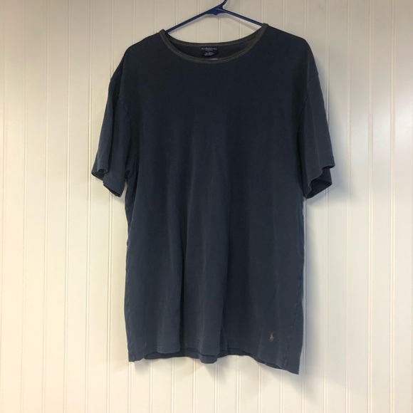 Ralph Lauren Men's Navy Blue Sleep T-Shirt 100% Cotton XL Gray Trim Textured - Picture 1 of 4